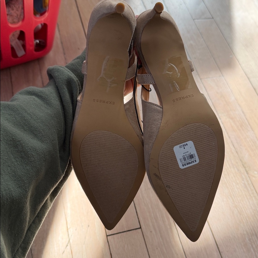 Express Women's Beige Slingback Heels - Picture 3 of 3